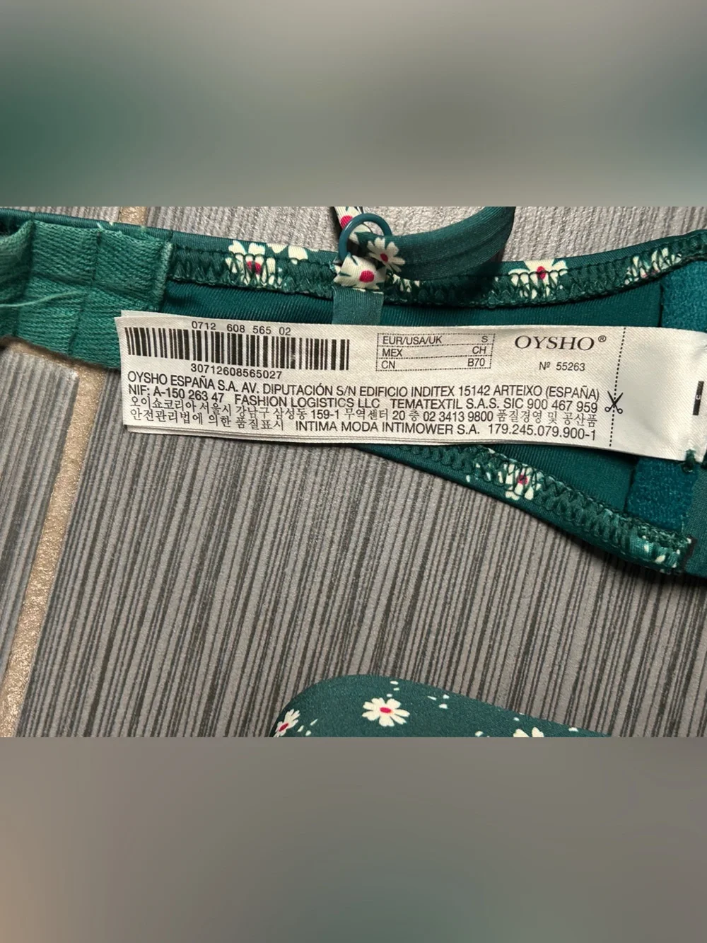 Oysho Green Floral Triangle Young Womens Bikini